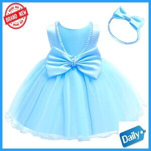 Toddler Girls Backless Tutu Pageant Dress with Headwear 6M-6T